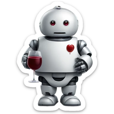 chubby french robot drinking red wine sticker