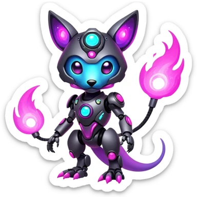 Epic Edgy Cute Colorful Nebula Modern Vernid-Protogen-creature-animal, full body sticker