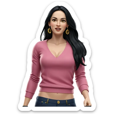 girl with long black hair sticker