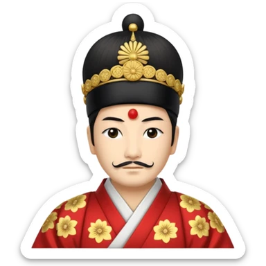 Japanese emperor, Edo period, wearing ceremonial ho and kanmuri, regal pose sticker