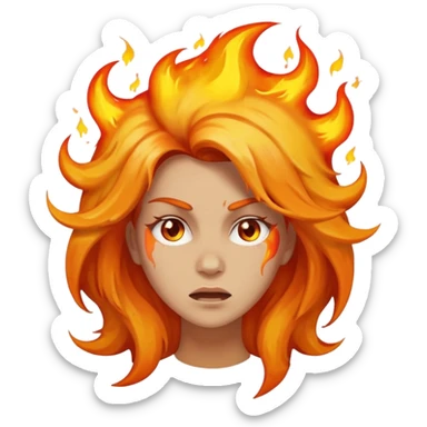 Woman with hair on fire freaking out with stress sticker