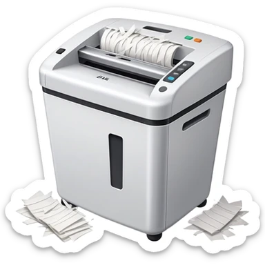 office paper shredder with paper being shredded sticker