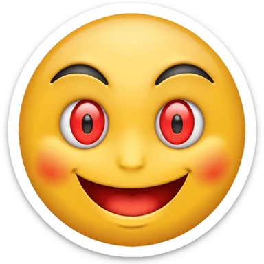 emoji with red eyes grinning sticker