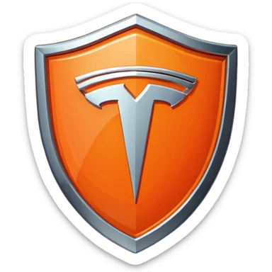 orange teslas logo shaped like a shield candy sticker