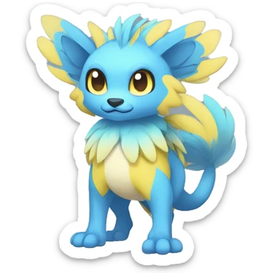 Cute cool yellow blue animal hybrid Fakemon full body sticker