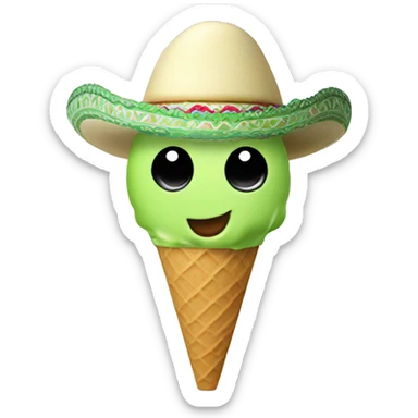 Pistachio ice cream with a sombrero on top sticker