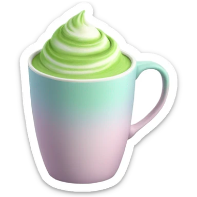 Realistic Matcha latte in pastel mug sticker