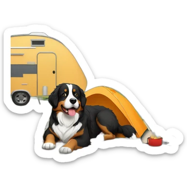 bernese mountain dog camping and camper sticker
