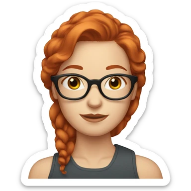 redhead women with blue eyes and glasses sticker