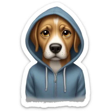 Dog wearing hoodie sticker