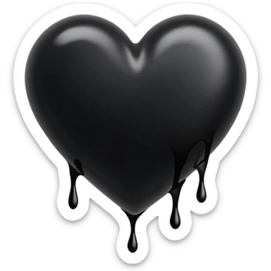 black ink blob heart emoji with ink streaks, isolated on white background, grunge, like pen stroke sticker