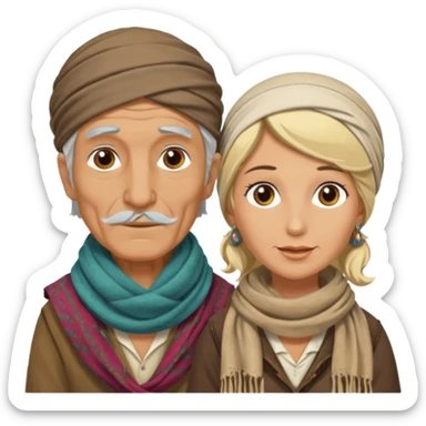 Elderly male gypsy and blonde female gypsy sticker