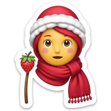 una fresa simpatica con bufanda y abrigada contra el frio sticker