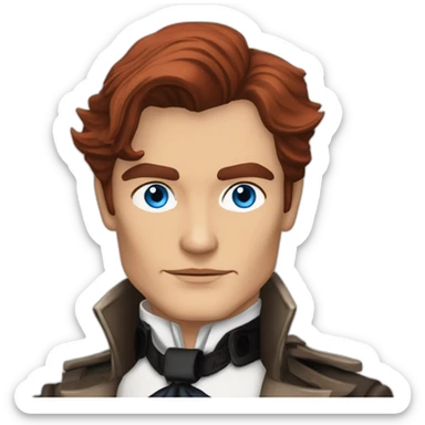 Alain delon steampunk detective blue eyes red hair sticker
