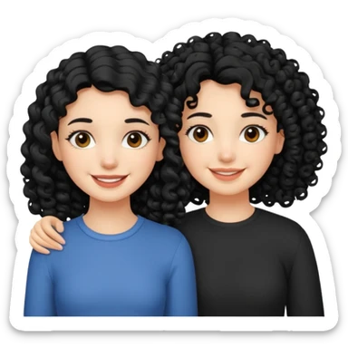a pretty bratz fair girl with curly black hair with another girl bestfriend sticker