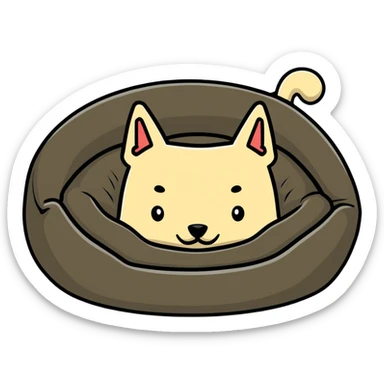 empty dog bed with a bone on it sticker