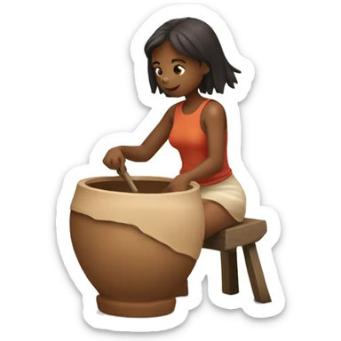 A GIRLSITTINGON GROND AND MAKING POT N POTTERY WHEEL sticker