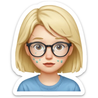 nerd messy girl with acne and glasses sticker