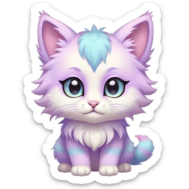 Kawaii bright fantasy ethereal anthro feline fursona animal creature sticker