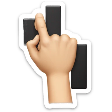 hand making the letter F, middle digit pointing down, thumb and index digit pointing to the left sticker