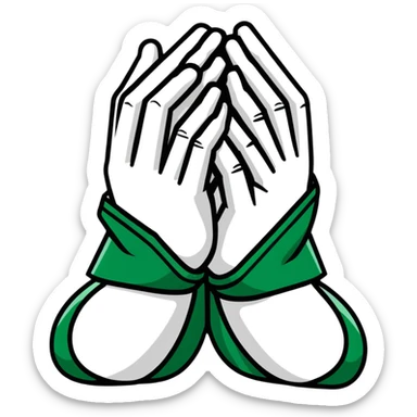 Geometric Maya style prayer hands - thank you for reply, strictly white and deep dark green only, angular sharp lines sticker