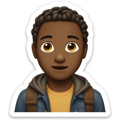 Boy with brown skin, braids brown eyes a little chubby but mostly skinny sticker
