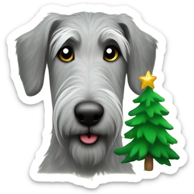  Irish wolfhound dog and christmas tree sticker