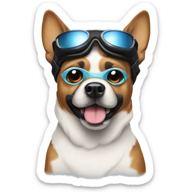 Dog wearing ski goggles sticker