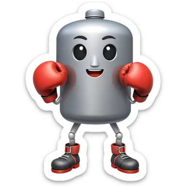 A cartoon-style anthropomorphic train with boxing gloves sticker