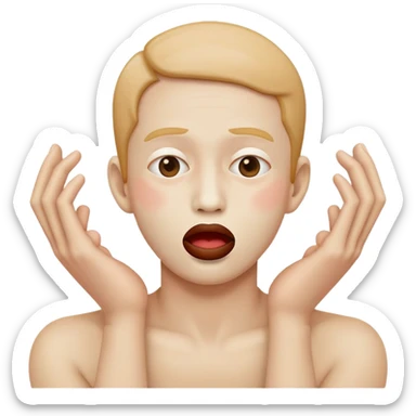 a person miming choking themself sticker