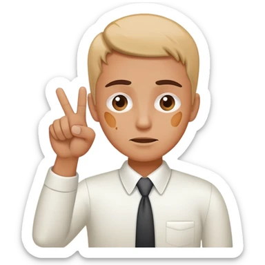 A person pointing at a painful spot or problem area, business pain point concept sticker