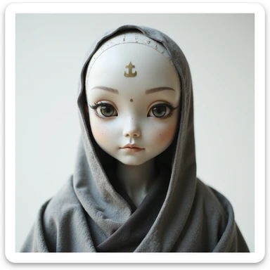 realistic AI chatbot with the essence of a Zen warrior monk: serene, disciplined, and contemplative. Subtle sword or katana motif, tranquil face, minimalist background, exuding patience and inner peace. sticker