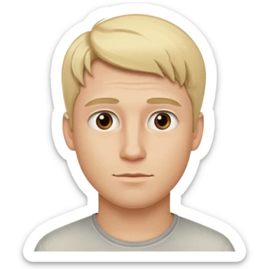 photorealistic emoji style portrait of a 29-year-old blonde man, looking to the side, neutral background sticker