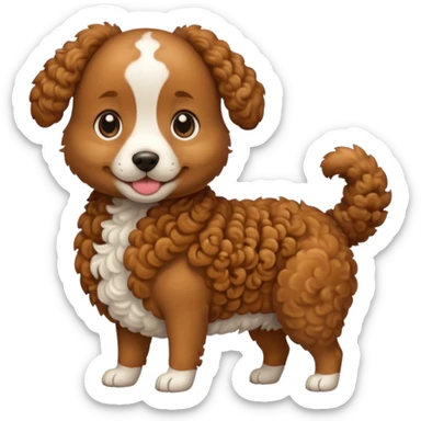 pregnant curly dog holding its belly sticker