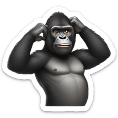 gorilla with its hand at its forehead like a salute sticker