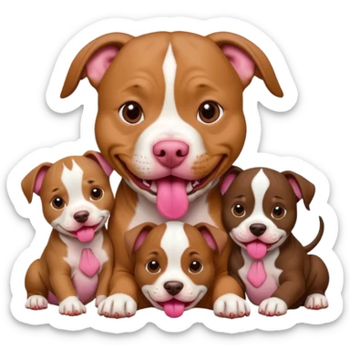 pitbull dog with its puppies sticker