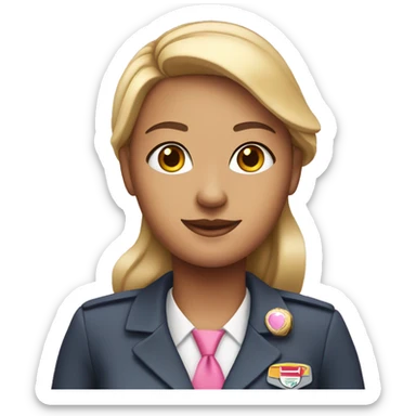 a flight attendant wearing a pink uniform  sticker