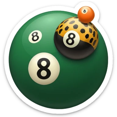eight ball, the 8 is green and the ball is cheetah sticker