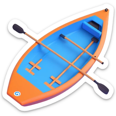 blue four-person Olympic rowing boat, top view sticker