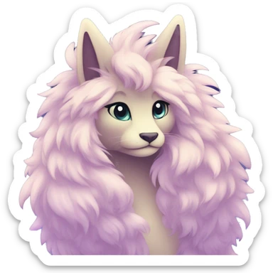 Shiny Fluffy Long Mane Kawaii Ethereal Anthro Sona Nebula-Fakemon sticker
