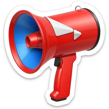 megaphone with a play button sticker