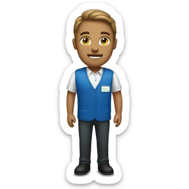 recepcionist with blue vest sticker