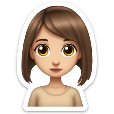 Tatarka beautiful girl long brown hair and bunny big eyes coquette aesthetic  sticker