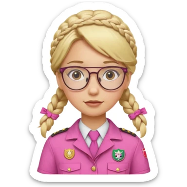 scout girl with pink scout uniform i, blonde braided haired and glassess sticker