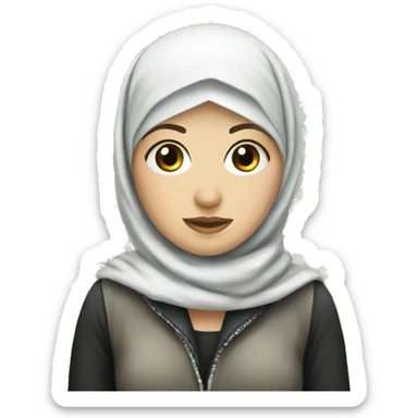 White girl with hijab and Palestinian keffiyeh sticker