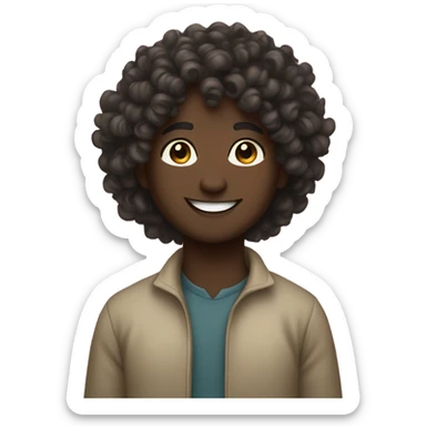 Pfp happy with curly hair and little dark skin  sticker
