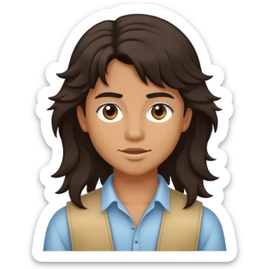 matt girl with mullet wavy dark hair sticker
