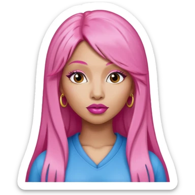 Nicki Minaj with long pink hair sticker