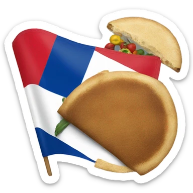Dominican flag with Koren food sticker