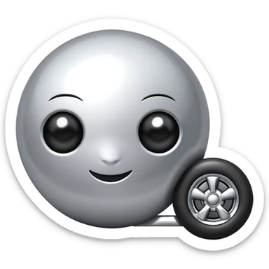 Metal cute black eyes ball driving on 4 car wheels sticker